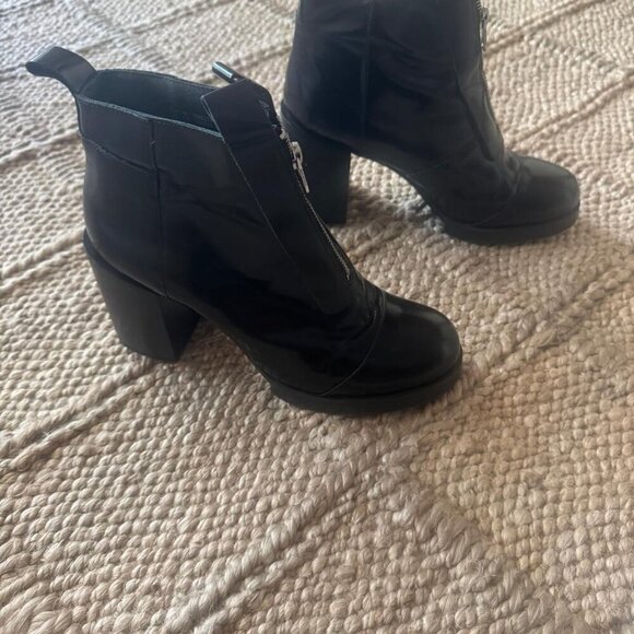 Cheap Monday Black Leather Platform Heel Boots | Size 8.5 - Picture 1 of 5